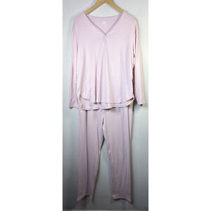 Lands' End Women's 14 16 large tall pants Lounge Set pink shirt pants pajamas